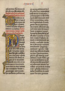 Initiale P: Heiliger Paulus mit einem Buch und einem Bischof von Unknown artist