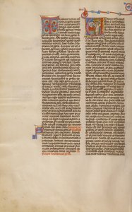 Initiale V: Zephaniah zeigt auf ein Kind von Unknown artist