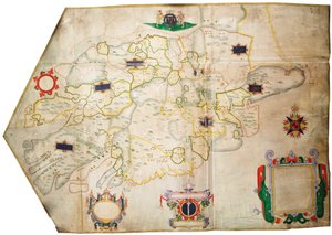 Irland südlich des Shannon, um 1585 (Pergament, Leinen) von Unknown artist