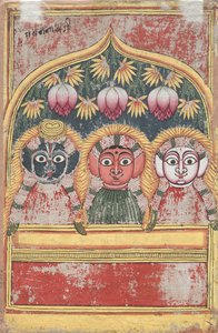 Jagannath, Subhadra und Balarama in einem Bogen (verso) von Unknown artist