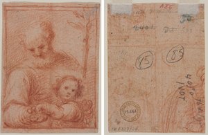 Joseph und Kind (recto); Fragment von zwei Figuren (verso) von Unknown artist