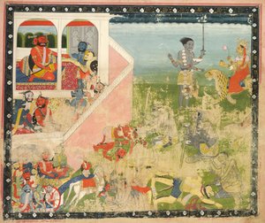 Kali und Devi greifen an: Blatt aus einem Devi Mahatmya von Unknown artist