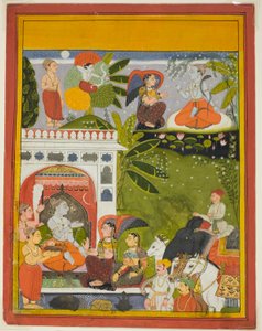 Kama schießt einen Liebespfeil auf Shiva, aus einer Kopie des Liedes von Gauri (Gita-Gauri)