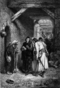 König Ludwig IX. oder Sankt Ludwig (1214 - 1270) untersucht das Brot der Armen und stellt fest, dass es trocken ist. von Unknown artist