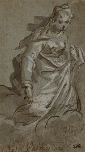 Kniende, wolkentragende weibliche Figur (recto); Figurenskizzen (verso) von Unknown artist