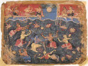 Krishna spielt mit den Gopis im Jumna-Fluss, aus einem Bhagavata Purana