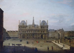 Das Hôtel de Ville und der Place de Grève, um 1720, heutiges 4. Arrondissement, zwischen 1715 und 1725 von Unknown artist