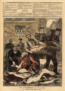 La Halle aux poissons de Paris. Gravur in „Le petit journal“ 4/03/1893. Sammlung von Selva
