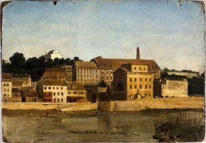 Die Raffinerie und der Delessert-Garten, in Passy, gesehen vom linken Ufer (um 1820)