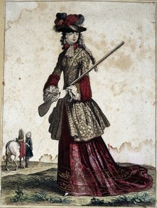 Dame auf der Jagd - Gravur