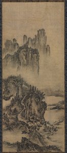 Landschaft mit einem entfernten Tempel