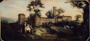 Landschaft mit befestigter Burg. Zwischen 1701 und 1800 von Unknown artist