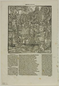 Blatt aus Opera von Virgilius (nach dem Straßburger Virgil, 1502), Platte 90 aus Holzschnitte aus Büchern des XVI. Jahrhunderts