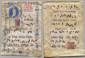 Blatt aus einem Graduale: Historiierte Initiale R: Die Auferstehung (recto) und Initiale D (verso) von Unknown artist