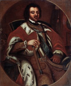 Der russische Kaiser Peter I. auf seinem Thron