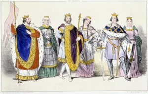 Die Kapetinger: Ludwig VI. der Dicke (1081-1137) und Adelheid von Savoyen (ca. 1100-1154), Ludwig VII. der Jüngere (1120-1180) und Adele von Champagne (oder Blois) (ca. 1140-1206), Philipp II. genannt Philipp August (1165-1223) und Isabelle de Hainaut (117 von Unknown artist