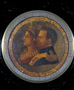 Deckel einer Schnupftabakdose mit Porträts von Napoleon I. und Josephine. Mailand, Museum des Risorgimento