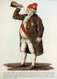 Ludwig XVI. trägt die phrygische Mütze und trinkt aus der Flasche von Unknown artist