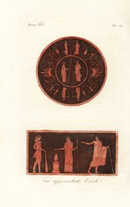 Lysander und Agesilaus II. von Sparta (oben) und Herkules im Löwenfell mit Keule bei einem Opfer mit Deiphobus, König von Amiclea in Lakonien, und seiner Frau (unten) von Unknown artist