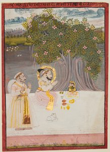 Maharana Sangram Singh II (r. 1710–34) betet einen Linga unter einem Banyanbaum an von Unknown artist