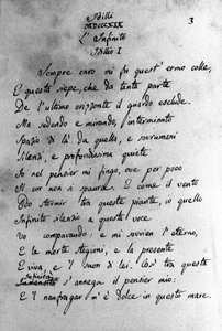 Manuskript von „Idilli“ (Die Idyllen) des italienischen Dichters Giacomo Leopardi, 19. Jahrhundert