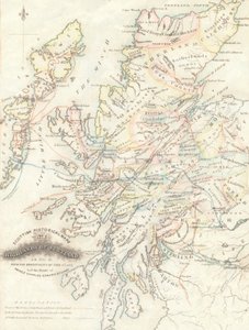 Karte der Highlands von Schottland mit den Territorien der Clans