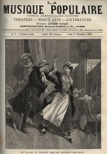 Marie Justine Benoite Duronceray, genannt Madame Favart, und Rochart in der „Servante Maitresse“ (Serva padrona) von Pergolese (Giovanni Battista Pergolesi) - Gravur in „Popular Music“ illustriertes Wochenblatt - 1882 von Unknown artist