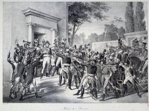 Treffen von Generälen und Offizieren um Napoleon Bonaparte am Morgen des 18. Brumaire