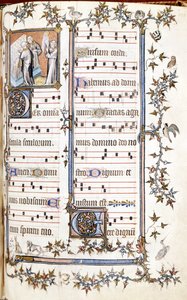 Missale von Saint Denis, um 1350. Miniatur, die Clotaire und Dagobert darstellt.