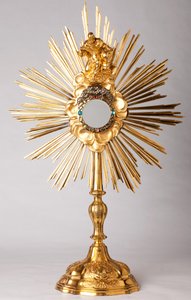 Monstranz. Vergoldet, Diamanten, falscher Schmuck mit Statue Gott der Vater. 18. Jahrhundert. von Unknown artist