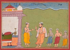 Nanda löst Vasudevas Dilemma, aus einem Bhagavata Purana