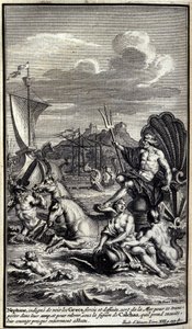 Neptun, empört über die Taten der Griechen, verlässt das Meer, um ihr Lager zu erreichen (Illustration aus Buch XIII der Ilias von Homer) von Unknown artist
