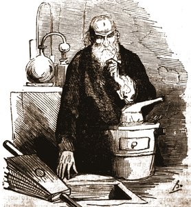 Nicolas Flamel (1330 - 1418) in seinem Labor. von Unknown artist