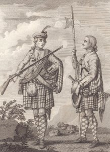 Offizier (links) und Sergeant der 42. Highlanders—The Black Watch—ca. 1750 (Gravur)