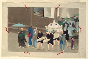Eine von sechzehn Szenen des Todes und der Beerdigung eines Mannes von Unknown artist