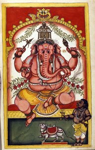 Seite mit der Darstellung der hinduistischen Gottheit Ganesha. Seite aus dem Manuskript „Geschichte von Mogol“ von Stefano Nivibus Cardeira. 18. Jahrhundert. Biblioteca Marciana, Venedig von Unknown artist