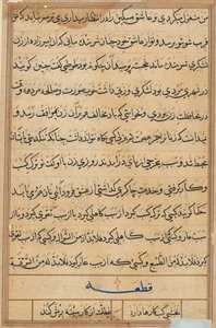 Seite aus Geschichten eines Papageis (Tuti-nama): Textseite von Unknown artist