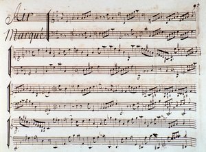 Seite der Partitur von Castor et Pollux, lyrische Tragödie von Rameau (1737) von Unknown artist