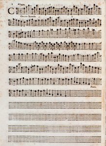 Seite der Partitur von „Concerti a cinque, Op. 5“ von Tomaso Albinoni von Unknown artist