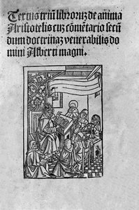 Seite des dritten Bandes von „De Anima“ (Über die Seele) des griechischen Philosophen Aristoteles (384-322 v. Chr.) kommentiert von Albertus Magnus (13. Jahrhundert). 1520 von Unknown artist