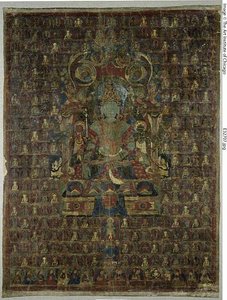 Gemaltes Banner (Thangka) der Bon-Gottheit Tonpa Shenrap