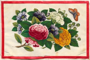 Malerei Drei aus dem illustrierten Buch der Blumen und Schmetterlinge