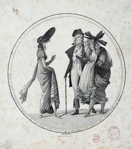 Pariser Mode: „Erstaunlich und wunderbar“ (Kupferstich von 1795) von Unknown artist