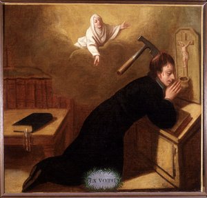 Pastor, eine Axt im Schädel, gerettet durch die Heilige Anna im Gebet - Ex-Voto Sainte Anne d