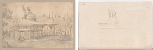 Pavillon in der Nähe einer Moschee (recto) Skizze für Pavillon in der Nähe einer Moschee (verso) von Unknown artist