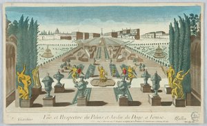 Guckkasten, Ansicht und Perspektive des Palastes und Gartens des Dogen in Venedig, Giardino, Gartea, 12 von Unknown artist