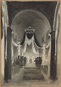 Dekoration der Peter-und-Paul-Kathedrale zur Beerdigungszeremonie für Peter III. und Katharina II.