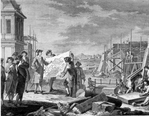 Peter der Große überwacht die Gründungsarbeiten von St. Petersburg