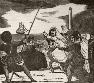 Pierre und seine Gefährten entführen Nonnen aus einem Kloster, ca. 1836