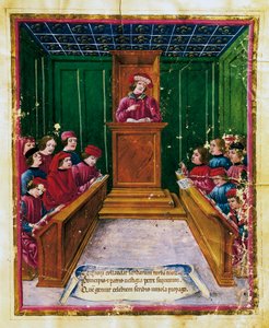 Pietro da Unzola hält eine Vorlesung aus einem Rechtstext an der Universität Bologna von Unknown artist